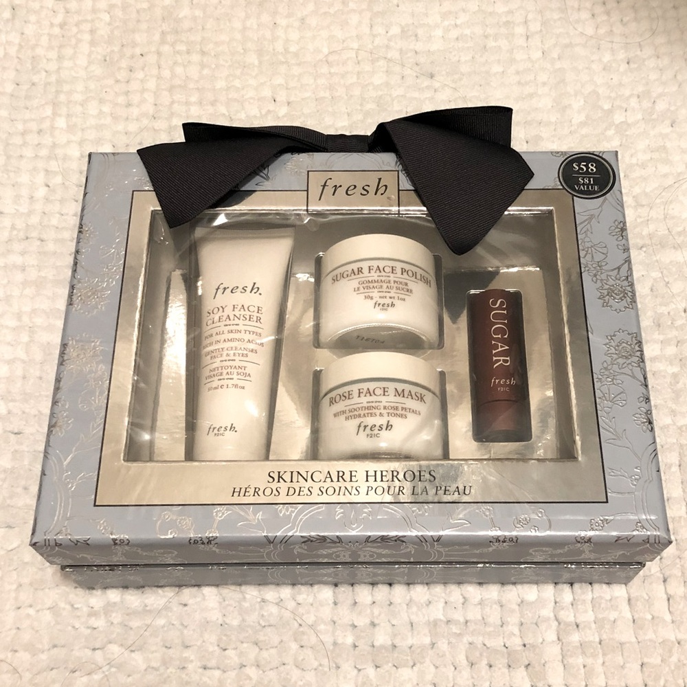 Fresh Skincare Heroes set - full sized Lotus face cream / mask / lip treatment